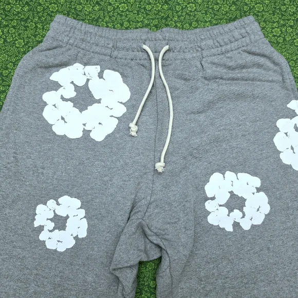 Denim Tear Grey Sweatpants with White Florals Unisex